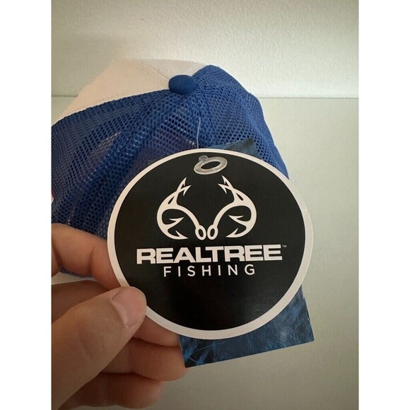 RealTree Fishing Trucker Snapback Hat Snap Closure Cotton Red White Blue NEW - Picture 3 of 8